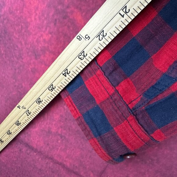 ORIGINALS BY JACK & JONES MEN'S FLANEL LONG SLEEVE PLAID SHIRT RED & BLACK "S" - Picture 13 of 14